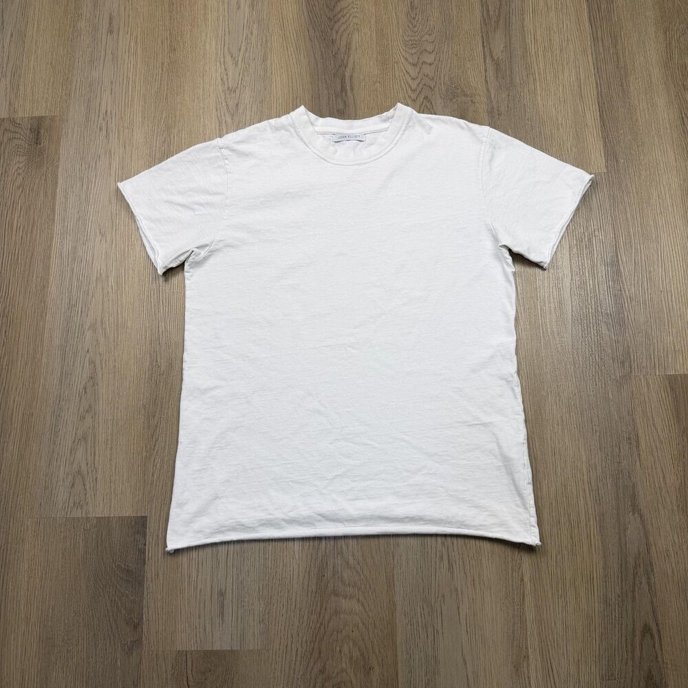 John Elliott Shirt Mens Medium White Solid Crewneck Cotton Tee Made In USA